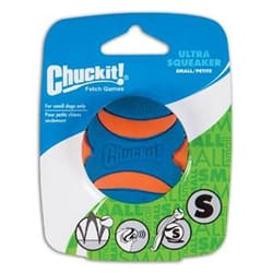 ChuckIt! Blue/Orange Synthetic Rubber Round Squeaker Ball Dog Toy Small 1 pk