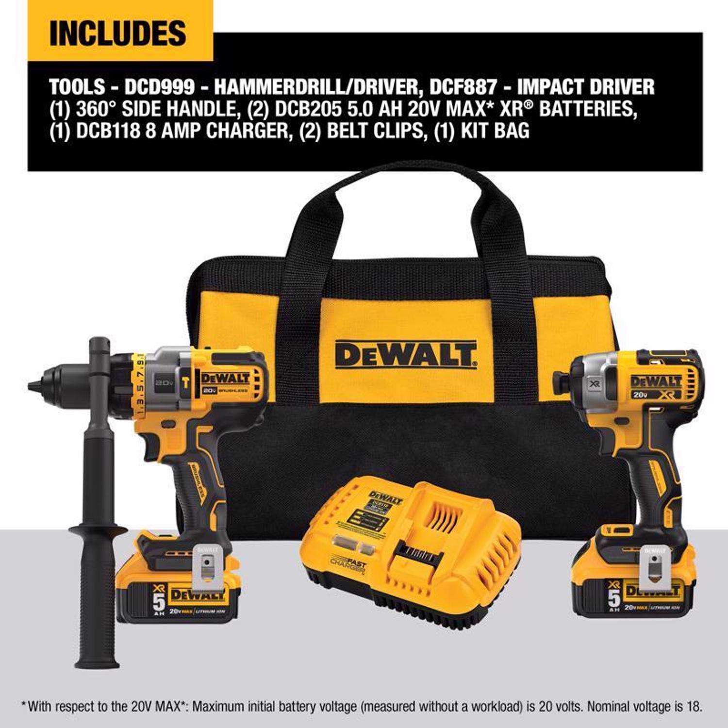 20V MAX XR Lithium-Ion Cordless Compact 1/2 in. Drill/Driver Kit, 20V MAX  5.0Ah Battery, and Charger