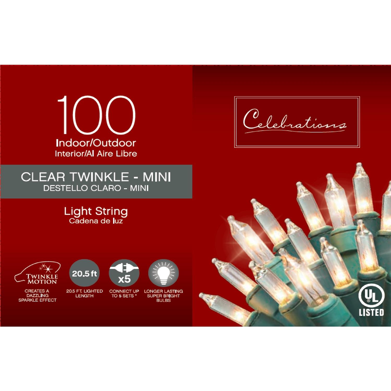 UPC 843518010228 product image for Celebrations Incandescent Twinkle Light Set Clear 20.5 in. 100 lights | upcitemdb.com