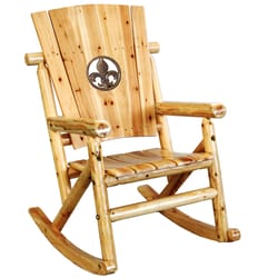 Leigh Country Aspen Medallion Natural Wood Frame Fleur De Lis Rocking Chair