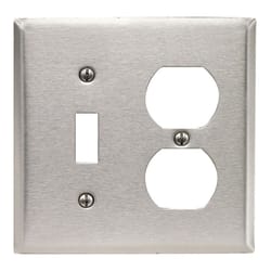 Leviton Silver 2 gang Stainless Steel Duplex/Toggle Wall Plate 1 pk