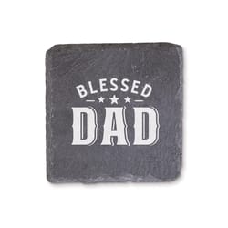 P. Graham Dunn Blessed Dad Gray Stoneware Slate Coaster Set 4 pk