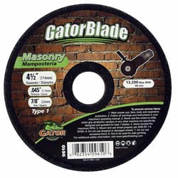 Gator 4-1/2 in. D X 7/8 in. Aluminum Oxide Masonry Cut-Off Wheel 1 pc