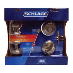 Schlage Georgian Satin Nickel Deadbolt and Entry Door Knob 1-3/4 in.