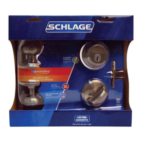 Ace Ball Satin Nickel Knob and Deadbolt Set ANSI Grade 3 1-3/4 in. Ace Ball Satin Nickel Knob and Deadbolt Set ANSI Grade 3 1-3/4 in.