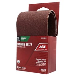 Ace 24 in. L X 3 in. W Aluminum Oxide Sanding Belt 50 Grit Coarse 2 pc