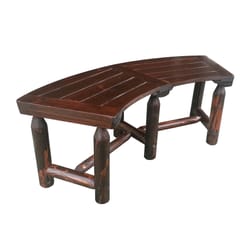 Leigh Country Char-Log Brown Wood Curved Bench 18 in. H X 17.5 in. L X 50 in. D