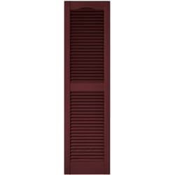 Builders Edge 55 in. H X 14.5 in. W Wineberry Louvered Vinyl Shutter 2 pk