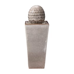 Glitzhome Ceramic Sand Beige 35.75 in. H Artichoke Pedestal Fountain