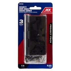 Ace 4 in. L Black Residential Door Hinge 3 pk