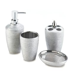 Accent Plus Shimmery Silver Porcelain Bath Accessory Set