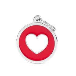 MyFamily Charms Red White Heart Metal Dog Pet Tags Large