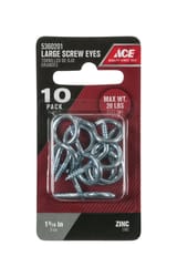 Ace 3/8 in. D X 1-3/16 in. L Zinc-Plated Steel Screw Eye 20 lb. cap. 10 pk