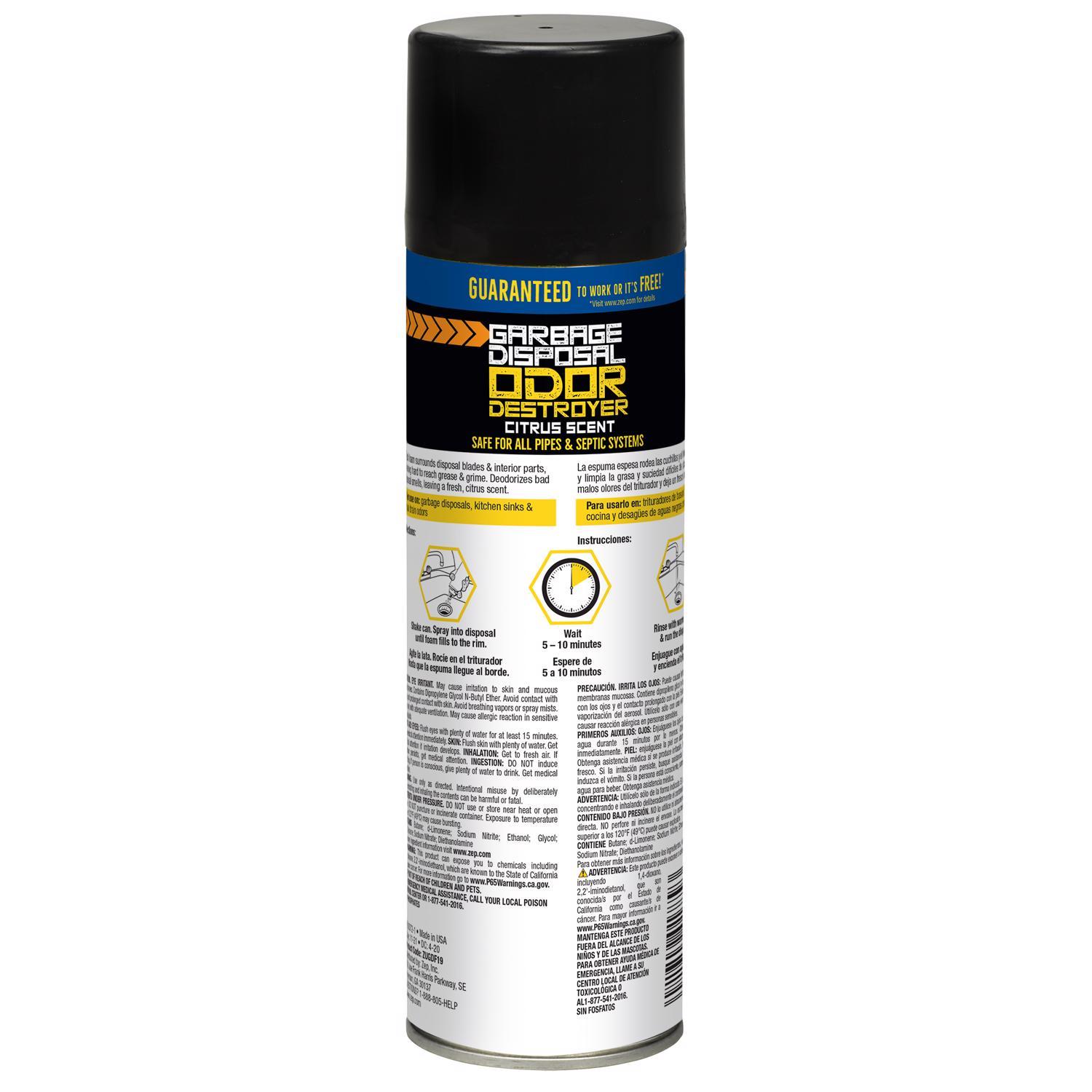Zep Citrus Scent Garbage Disposal Cleaner 19 oz Foam Mfr