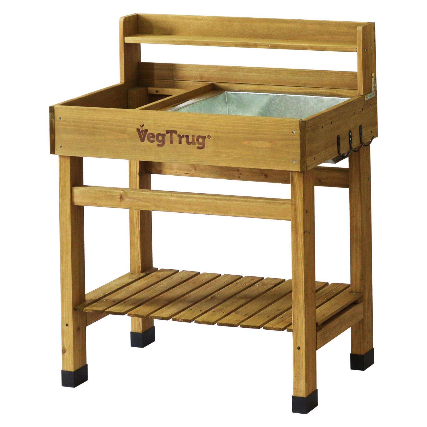VegTrug Deluxe 39 in. H X 19.29 in. W X 31.4 in. D Cedar Potting Bench Planter Natural Ace