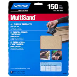 Norton MultiSand 11 in. L X 9 in. W 150 Grit Aluminum Oxide All Purpose Sandpaper 5 pk