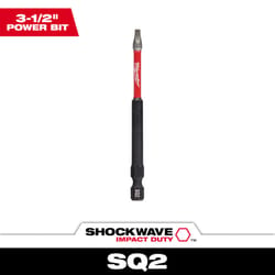 Milwaukee Shockwave Square #2 X 3-1/2 in. L Impact Power Bit Steel 1 pc