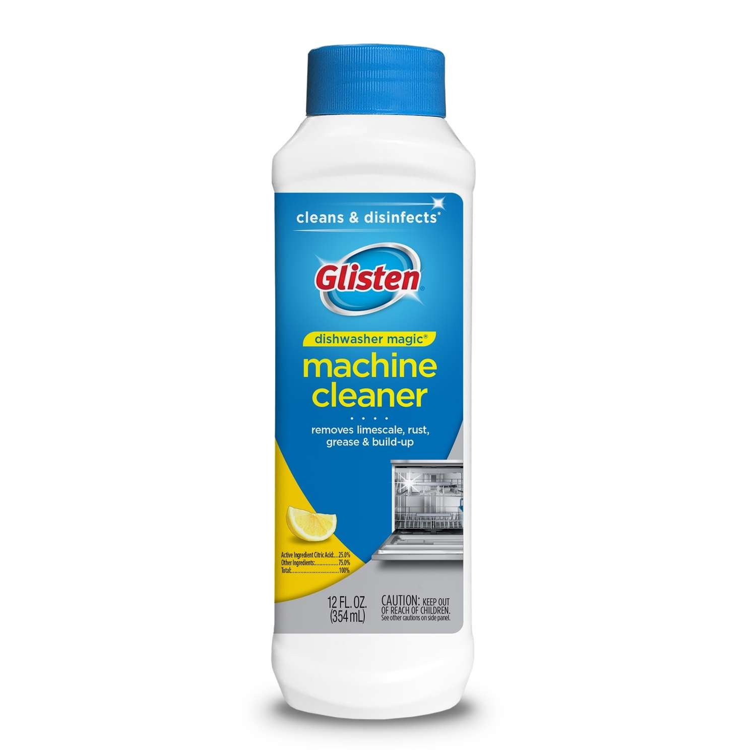 Glisten Dishwasher Magic Lemon Scent Cleaner and Disinfectant 12 oz 1