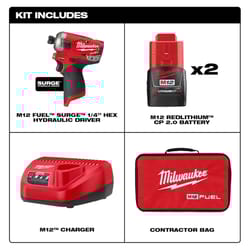 Milwaukee M12 FUEL SURGE 12 V 1/4 in. Cordless Brushless Hydraulic Impact Driver Kit (Battery &amp; Char