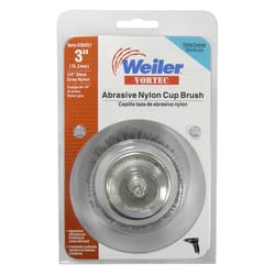 Weiler Vortec 3 in. D X 1/4 in. Extra Coarse Abrasive Nylon Cup Brush 4500 rpm 1 pc
