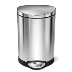 Simplehuman 1.6 gal Silver Stainless Steel Semi-Round Step Wastebasket