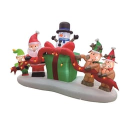 Celebrations Santa with Elf, Snowman, Deer and Presents 8 ft. Inflatable