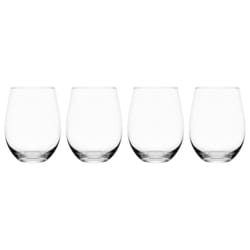 Mikasa Parker 18 oz Clear Crystal Stemless Wine Glass Set