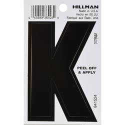 HILLMAN 3 in. Black Vinyl Self-Adhesive Letter K 1 pc