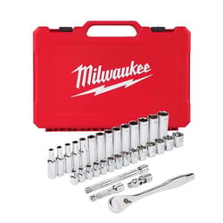 Milwaukee 3/8 in. drive Metric Mechanics Socket and Ratchet Set 32 pc