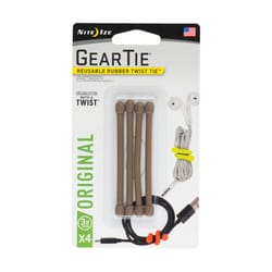 Nite Ize Gear Tie 3 in. L Brown Twist Ties 4 pk