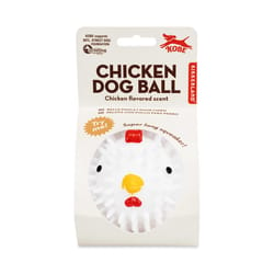 Kikkerland White TPR Chicken Ball Dog Toy 3.5 in. 1 pk