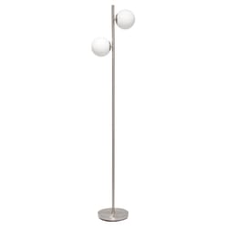 Simple Designs 66 in. Brushed Nickel Silver Floor Lamp