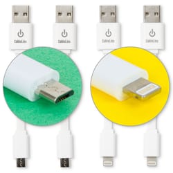CableLinx Lightning to USB and Micro to USB Cable 3.5 in. White