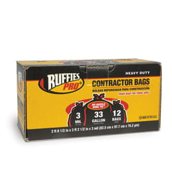 Ruffies 33 gal Contractor Bags Wing Ties 12 pk 3 mil