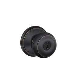 Schlage F Series Georgian Aged Bronze Entry Knobs 1-3/4 in.