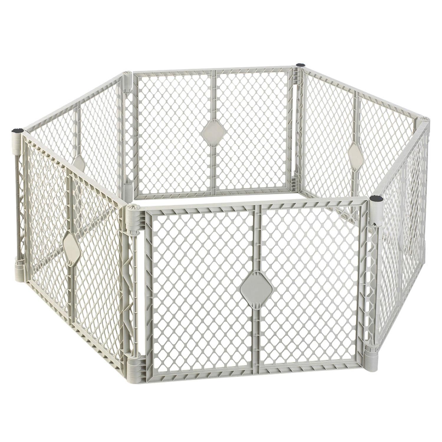 white plastic baby gate