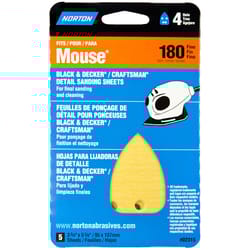 Norton 5-1/4 in. L X 3-3/4 in. W 180 Grit Aluminum Oxide Mouse Sandpaper 5 pk