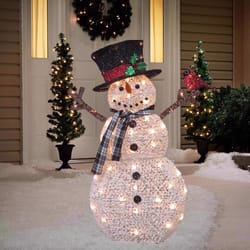 Celebrations Red Incandescent Clear Snowman with Cardinal 3.25 ft. Yard Decor