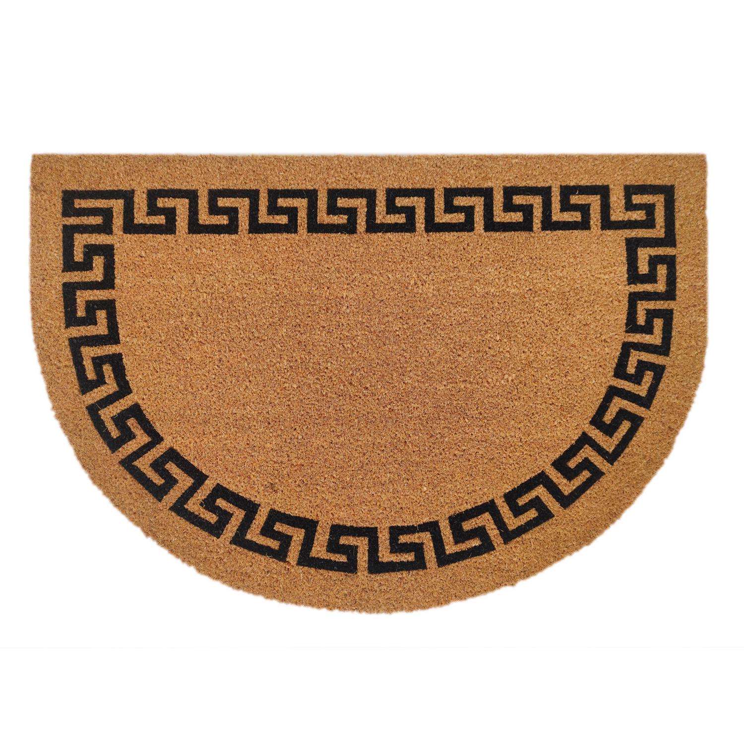 First Concept 36 in. L X 24 in. W Black/Brown Greek Key Coir Door Mat ...