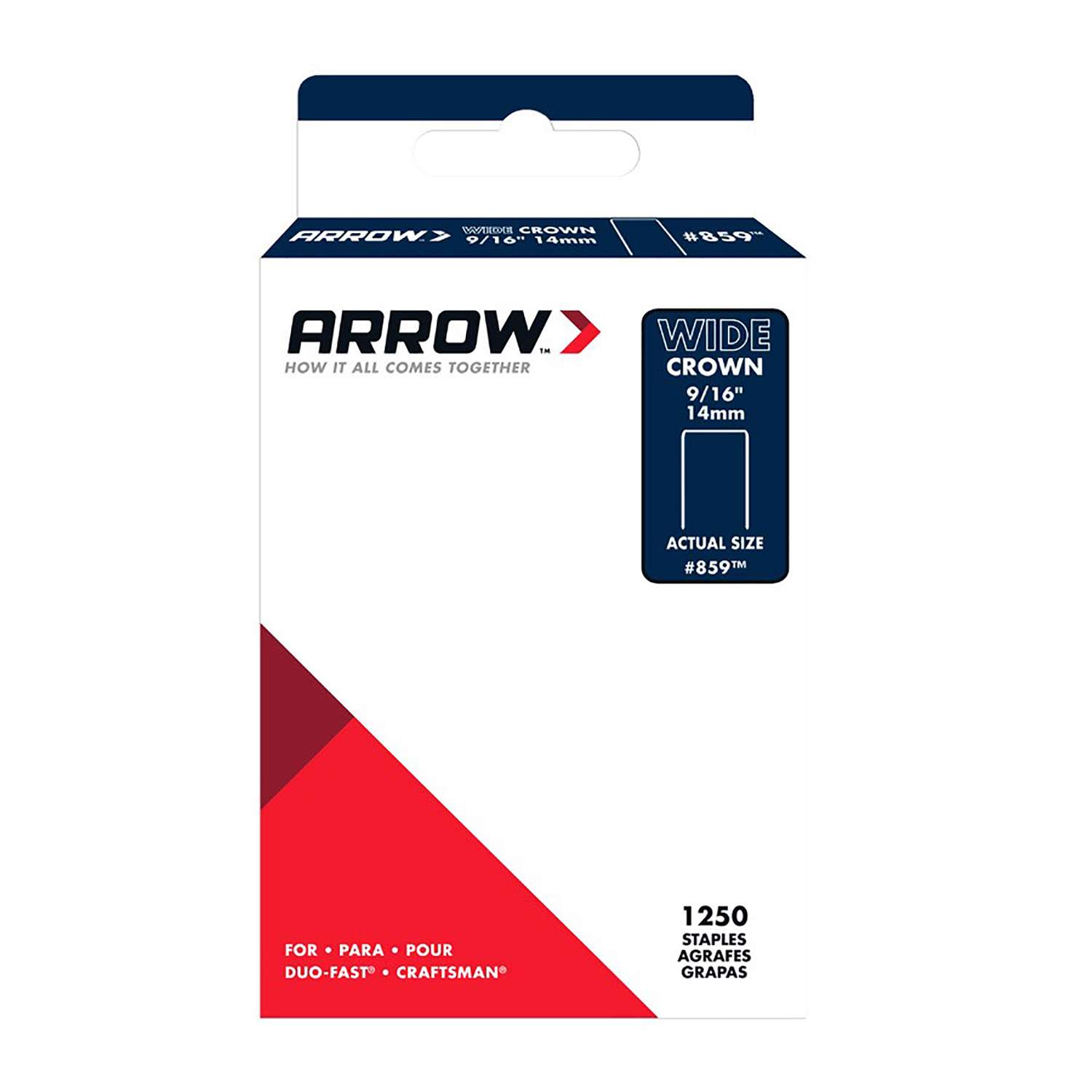 Arrow #859 1/2 in. W X 9/16 in. L 18 Ga. Wide Crown Standard