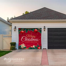 Garage Celebrations Merry Christmas and Happy New Year 7 ft. x 8 ft. Garage Door Cover