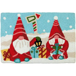 Jellybean Gnome For The Holidays 20 in. W X 30 in. L Multi-Color Pattern Polyester Accent Rug