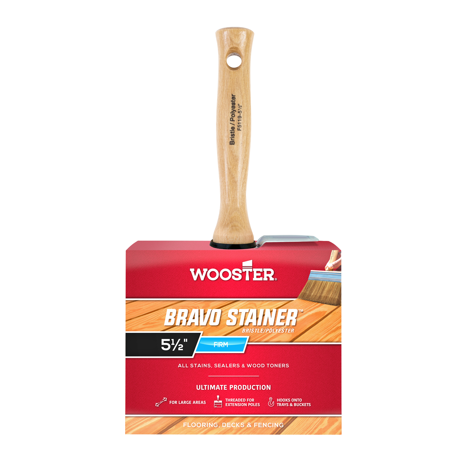Photos - Putty Knife / Painting Tool Wooster Bravo Stainer 5-1/2 in. Flat Paint Brush F5119-5-1/2