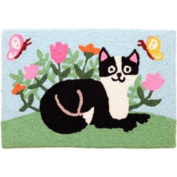 Jellybean 30 in. W X 20 in. L Multicolored Tuxedo Kitty Polyester Accent Rug