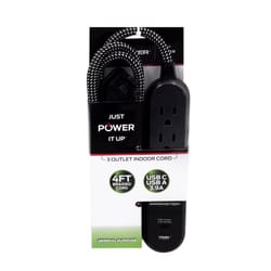 Monster Just Power It Up 4 ft. L 3 outlets Power Strip Black