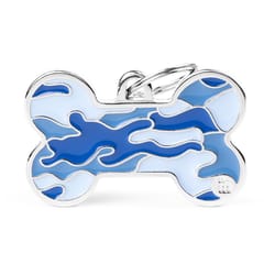 MyFamily Style Blue Camouflage Bone Metal Dog Pet Tags X-Large