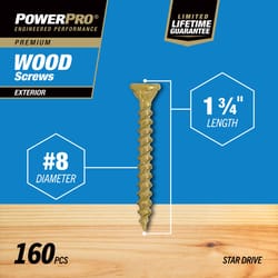 HILLMAN Power Pro No. 8 X 1-3/4 in. L Star Bronze Ceramic Coarse Wood Screws 160 pk