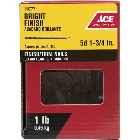 Ace 5D 1-3/4 in. Finishing Bright Steel Nail Countersunk Head 1 lb Ace 5D 1-3/4 in. Finishing Bright Steel Nail Countersunk Head 1 lb