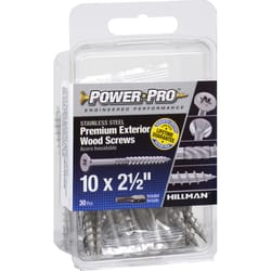 HILLMAN Power Pro No. 10 Ga. X 2-1/2 in. L Stainless Steel Star Flat Head Exterior Deck Screws 30 pk