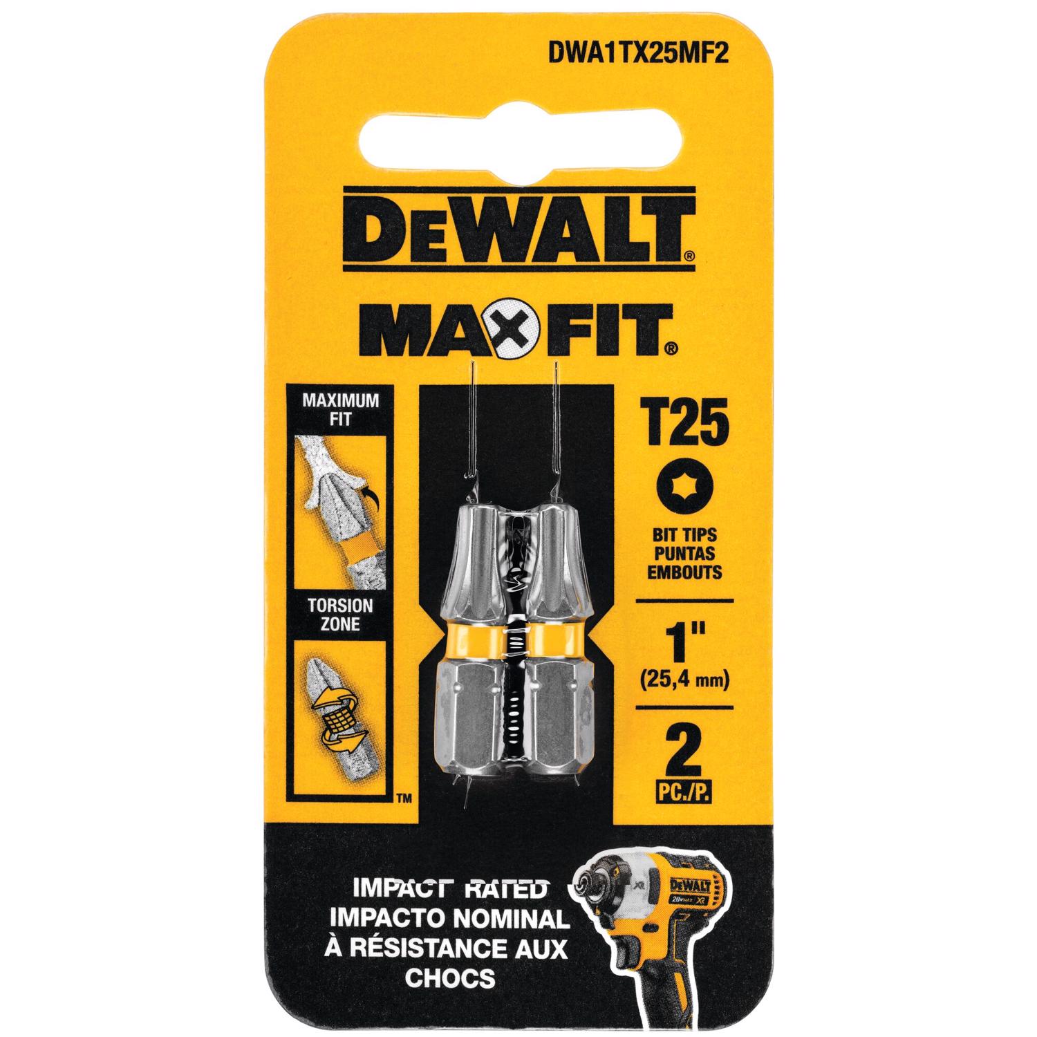 DeWalt Max Fit Torx T25 X 1 in. L Screwdriver Bit Set Steel 2 pk